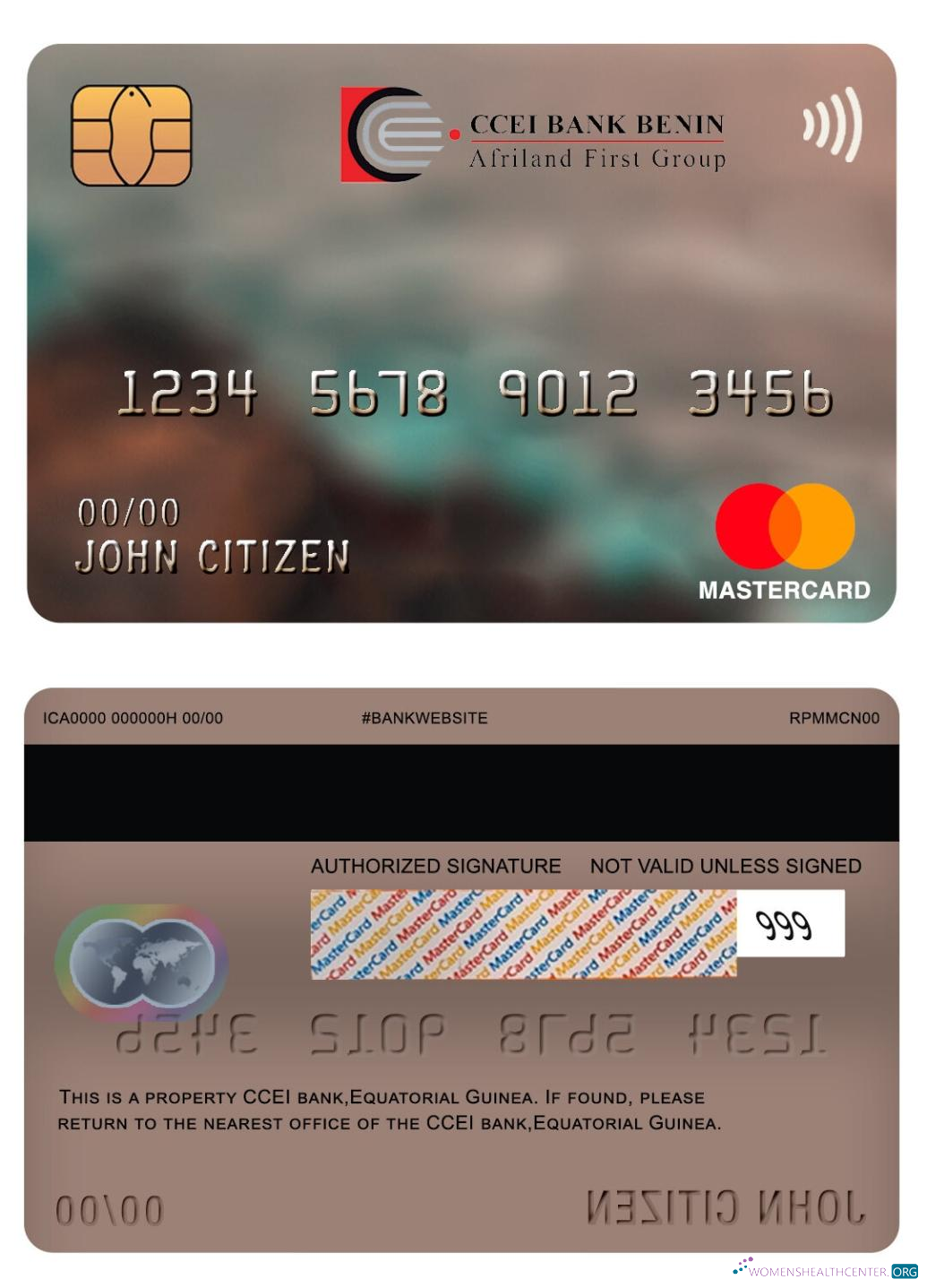 Download Equatorial Guinea CCEI bank mastercard Photoshop template